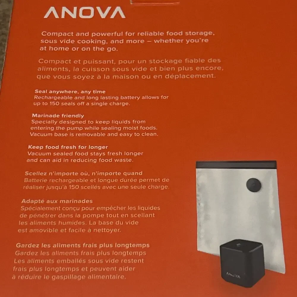 New Anova Culinary Precision Port Handheld Vacuum Sealer Black With 10 Bags